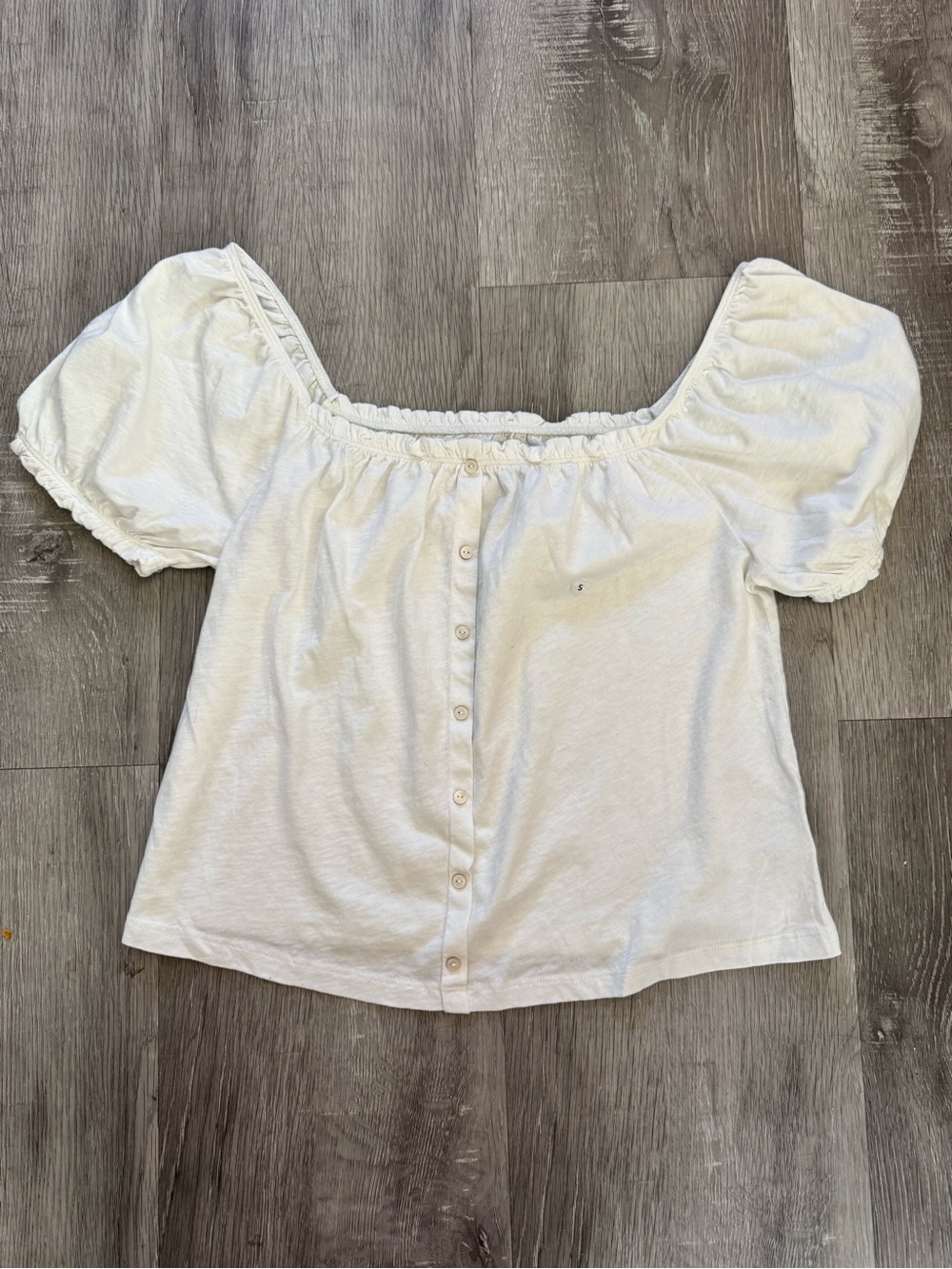 American Eagle Outfitters NWOT White Cotton Square Neck Puffy Sleeve Top